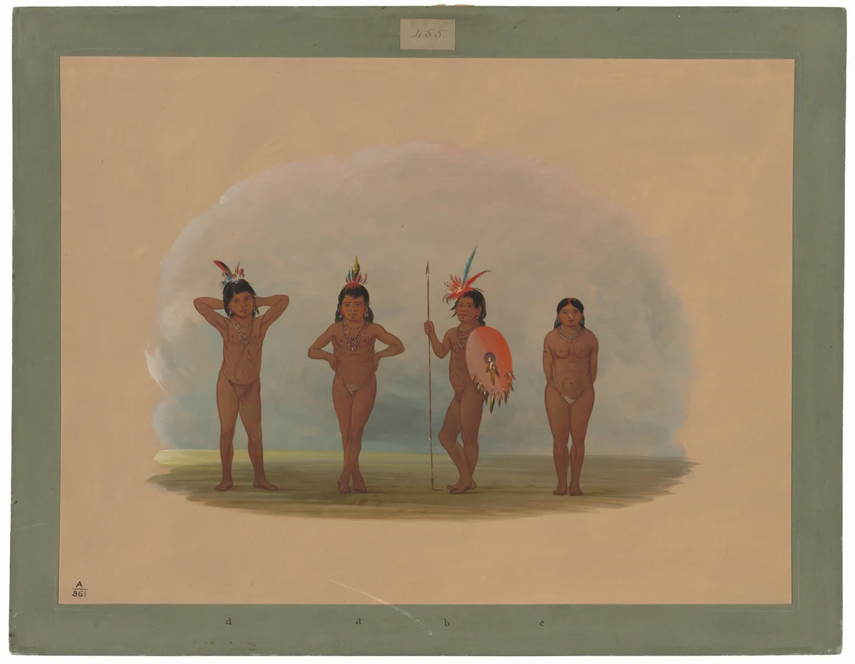 Four Zurumati Children by George Catlin, painting, 1854-1869