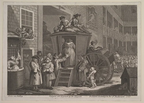 The Stage Coach, or Country Inn Yard by William Hogarth, print, 1747