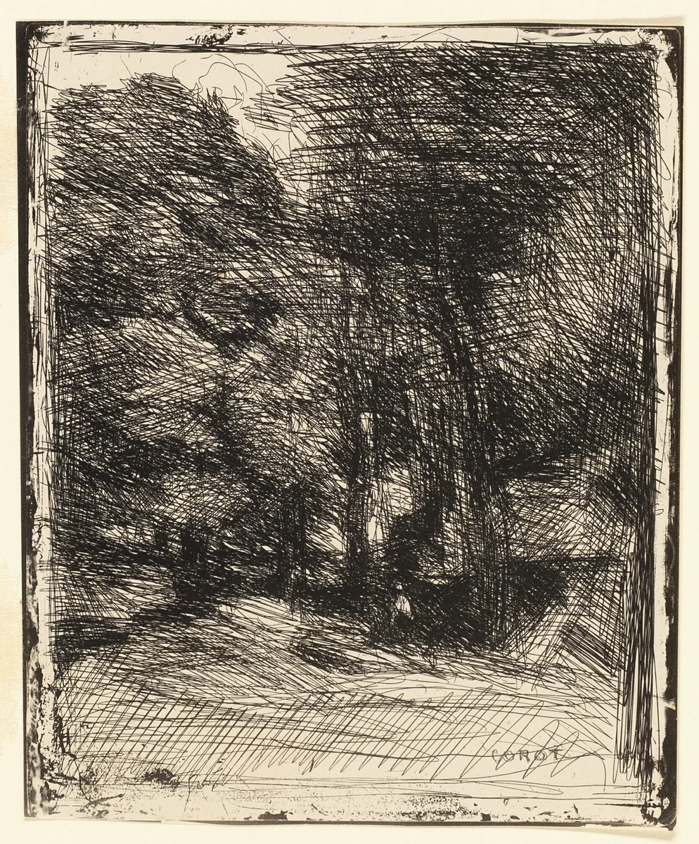 Souvenir of Bas-Bréau by Jean-Baptiste-Camille Corot, print, 1858