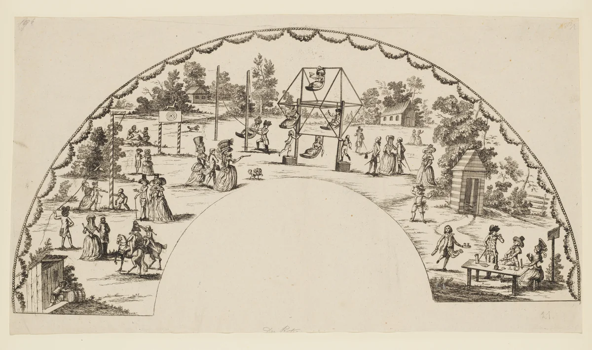 Design for a fan by anonymous, print, 1700-1799