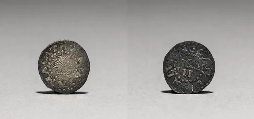 Oak Tree Two Pence by John Hull, metalwork, 1662