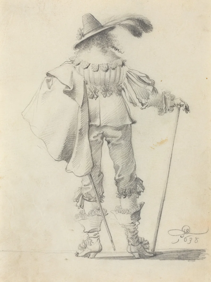 Gentleman Seen from Behind by Pieter Jansz Quast, drawing, 1638
