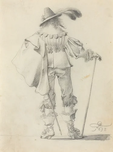 Gentleman Seen from Behind by Pieter Jansz Quast, drawing, 1638