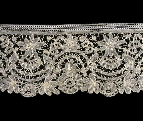 Two Border Fragments by Belgium, probably Bruges, textile, 1860-1889