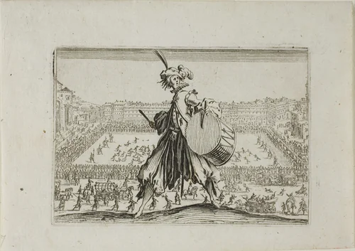 View of Piazza S. Croce with Football Game, from The Caprices by Jacques Callot, print, 1617-1622