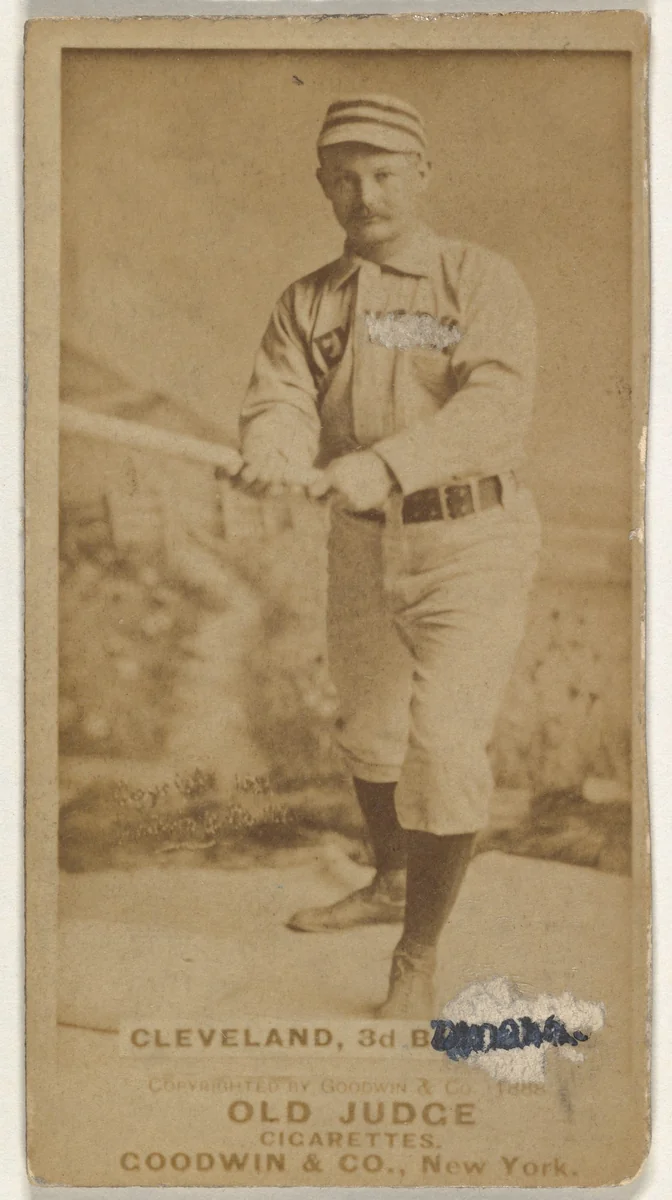 Elmer Ellsworth Cleveland, 3rd Base, Omaha Omahogs/ Lambs, from the Old Judge series (N172) for Old Judge Cigarettes by Goodwin & Company, photograph, 1888