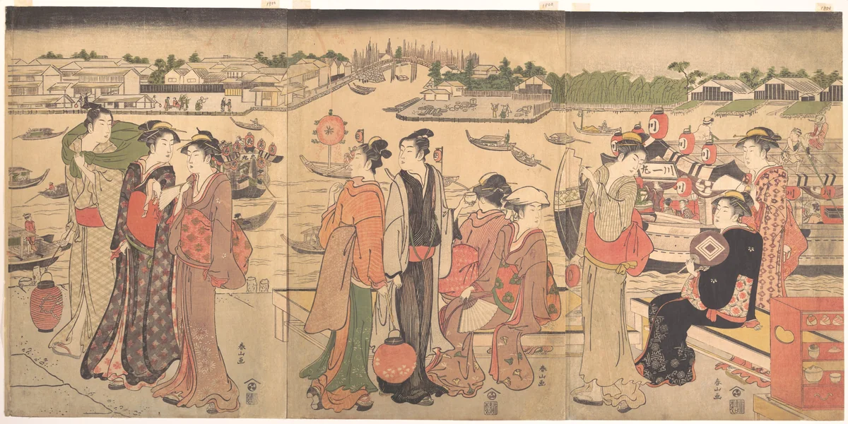 Festival by the Sumida River by Katsukawa Shunzan, print, 1767-1799