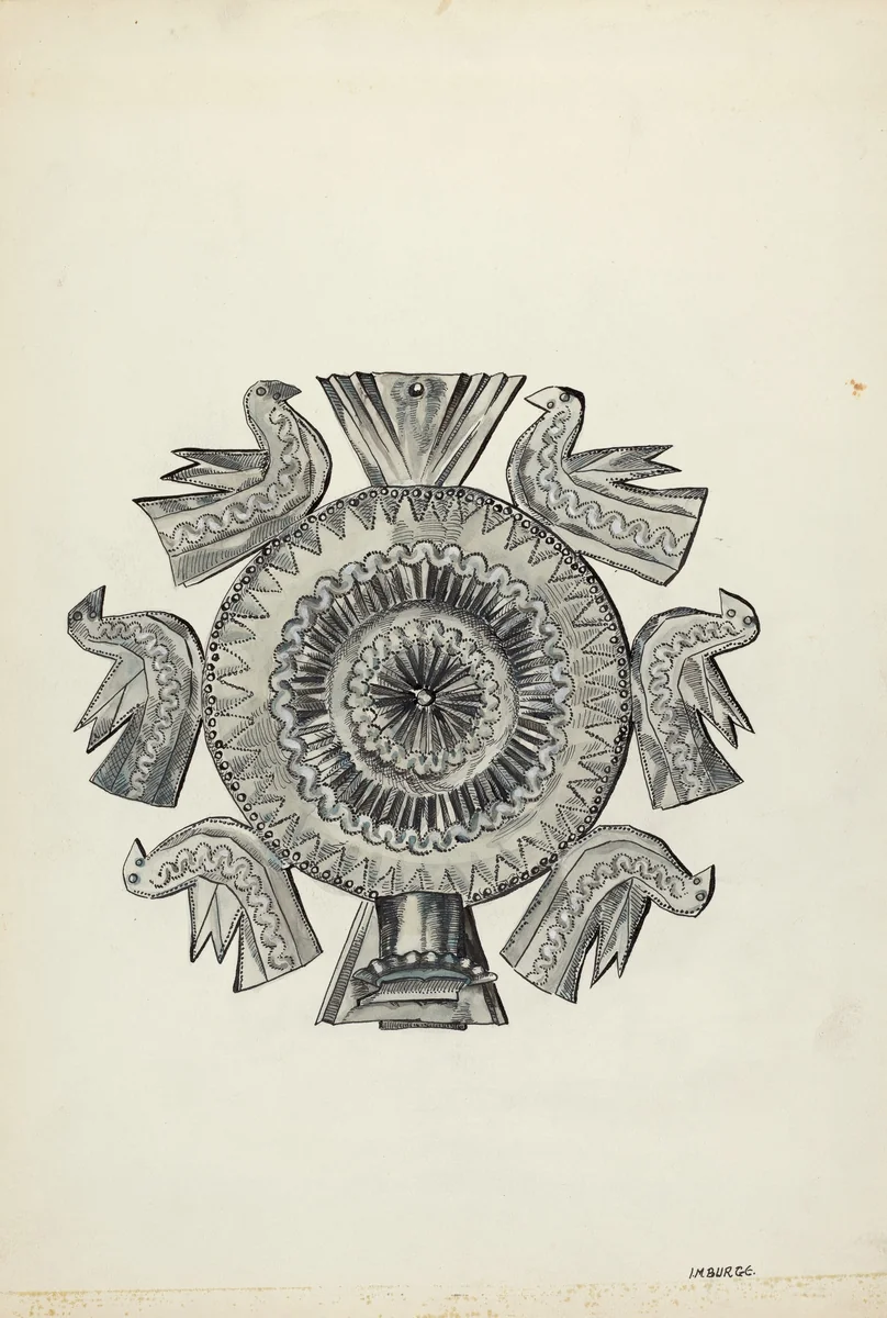 Cut Tin Candle Holder by Irene M. Burge, index of american design, 1936