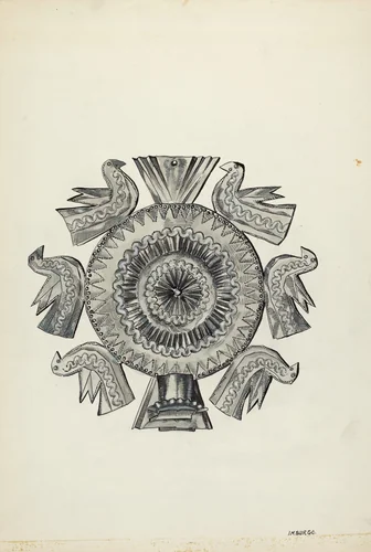 Cut Tin Candle Holder by Irene M. Burge, index of american design, 1936