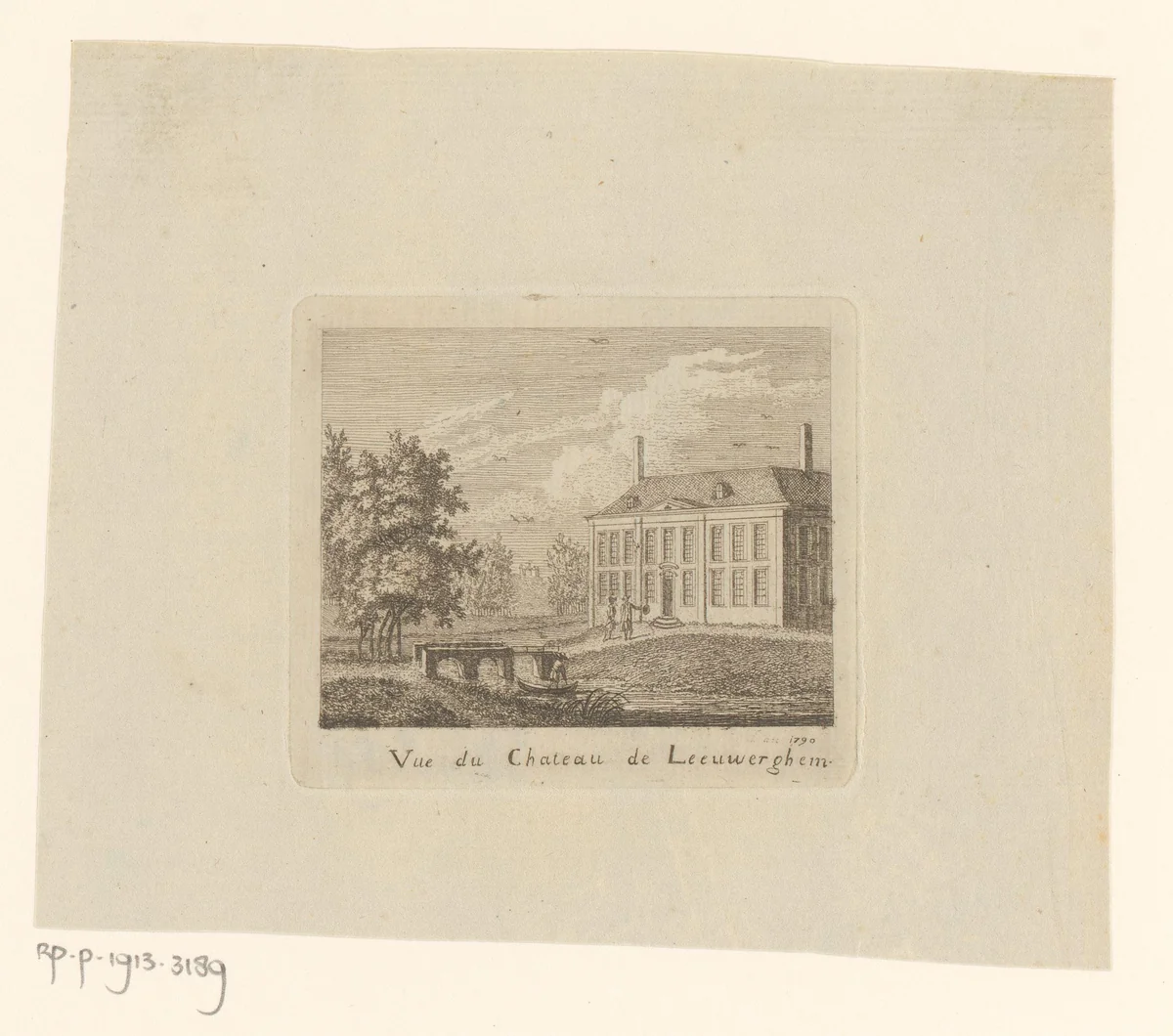 Gezicht op het Kasteel van Leeuwergem by Jacques André Joseph Trachez, print, 1790