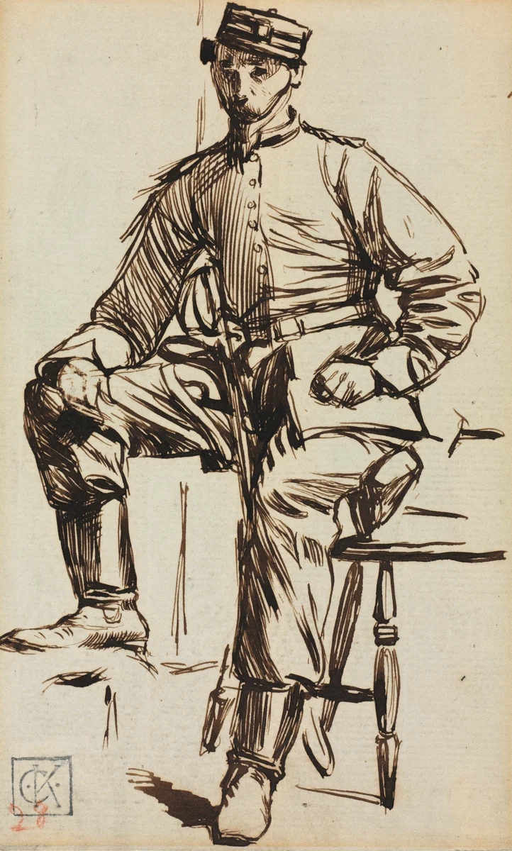 Charles Keene as a Volunteer by Charles Samuel Keene, drawing, 1842-1891