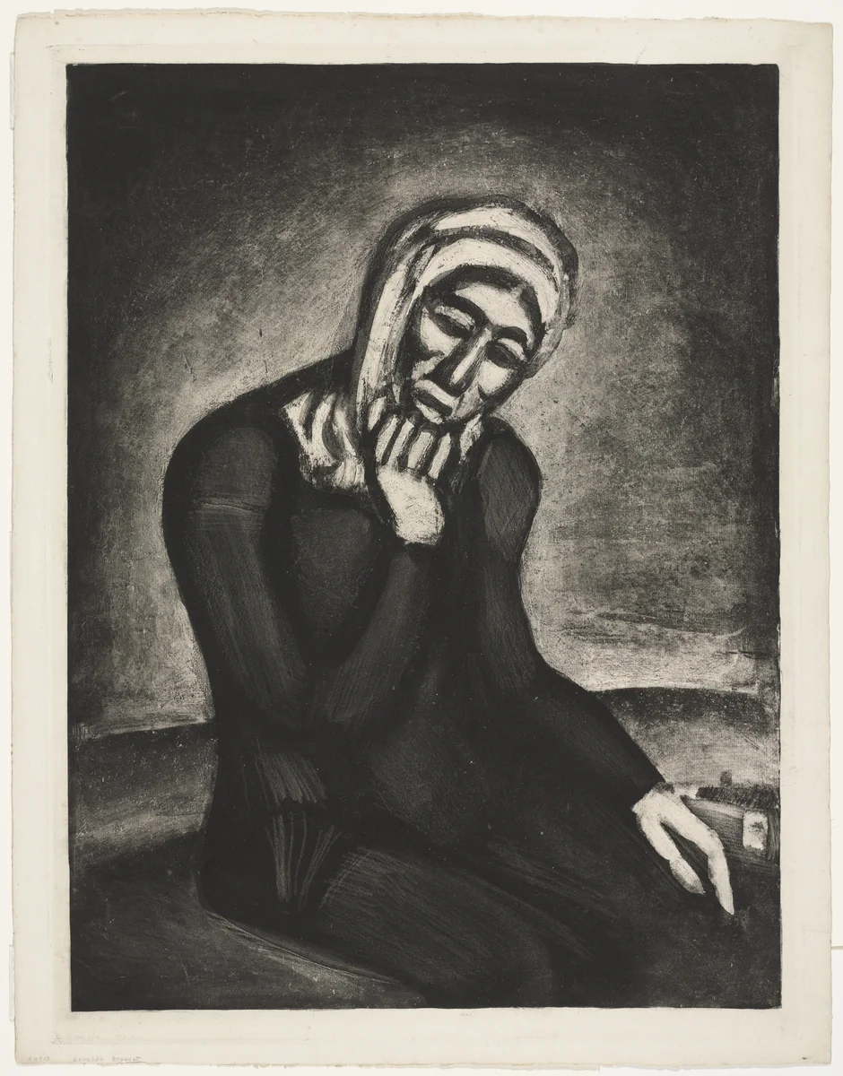 Trial proof for Old Mother, Now Cries Alone by Georges Rouault, print, 1922