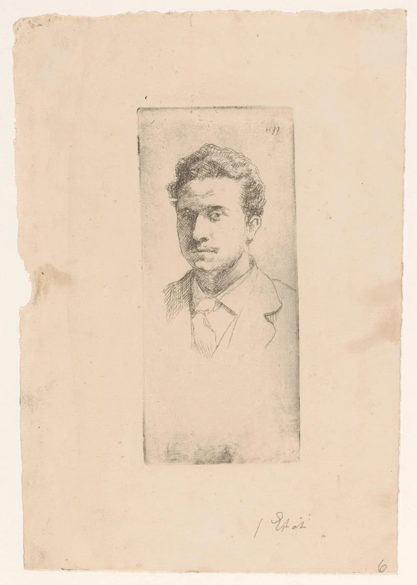 Portret van een onbekende man by Adrien De Witte, print, 1877