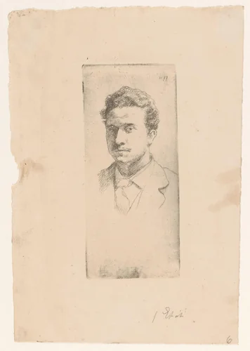 Portret van een onbekende man by Adrien De Witte, print, 1877