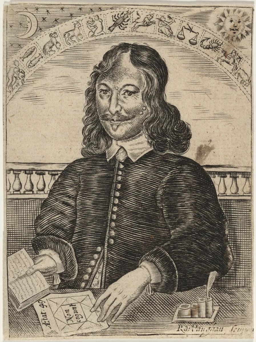 William Lilly by Robert Vaughan, print, 1598-1682