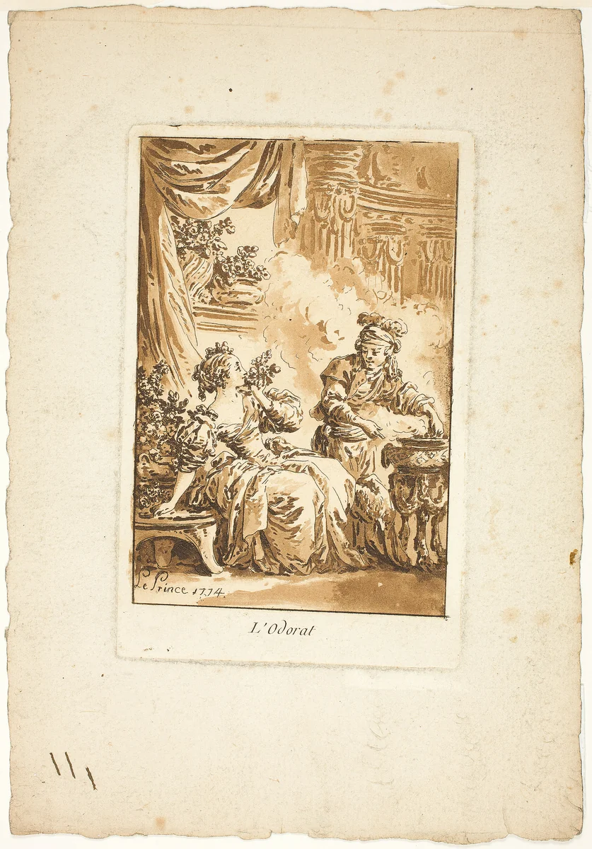 Sense of Smell by Jean Baptiste Le Prince, print, 1774