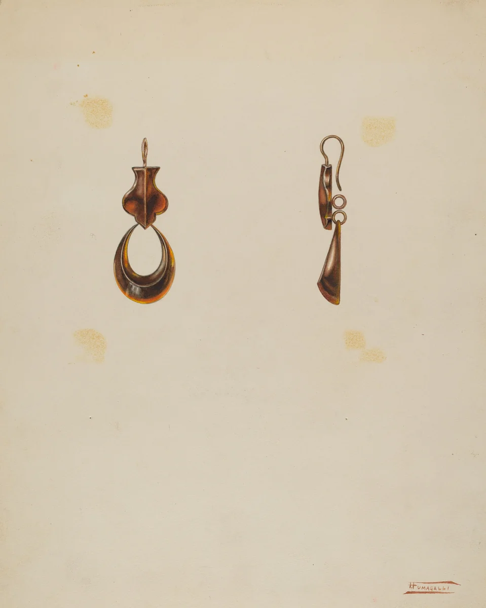 Earrings by Frank Fumagalli, index of american design, 1939