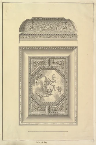 Salon Ceiling, Houghton Hall, Norfolk by Isaac Ware, drawing, 1735