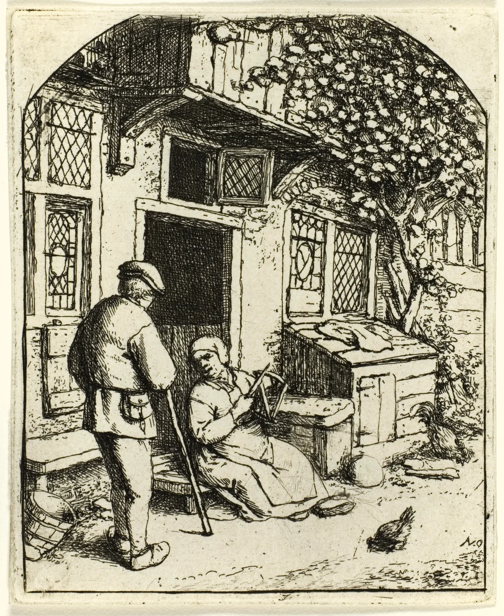 The Woman Winding upon a Reel by Adriaen van Ostade, print, 1663-1673
