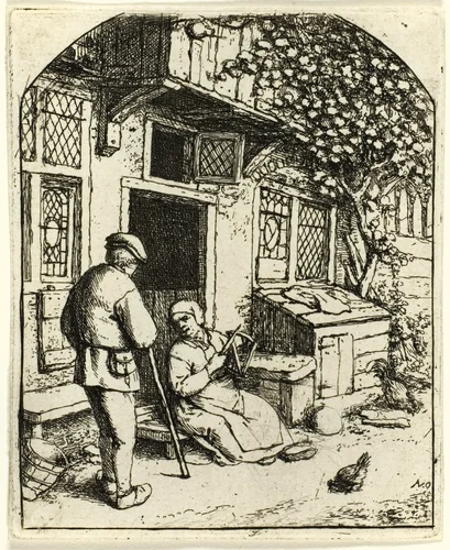 The Woman Winding upon a Reel by Adriaen van Ostade, print, 1663-1673