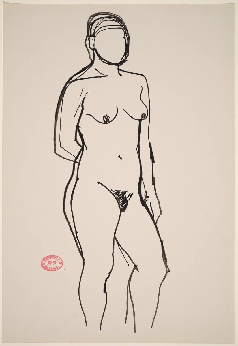 Untitled [standing nude with her right arm behind her back] by Richard Diebenkorn, drawing, 1955-1967