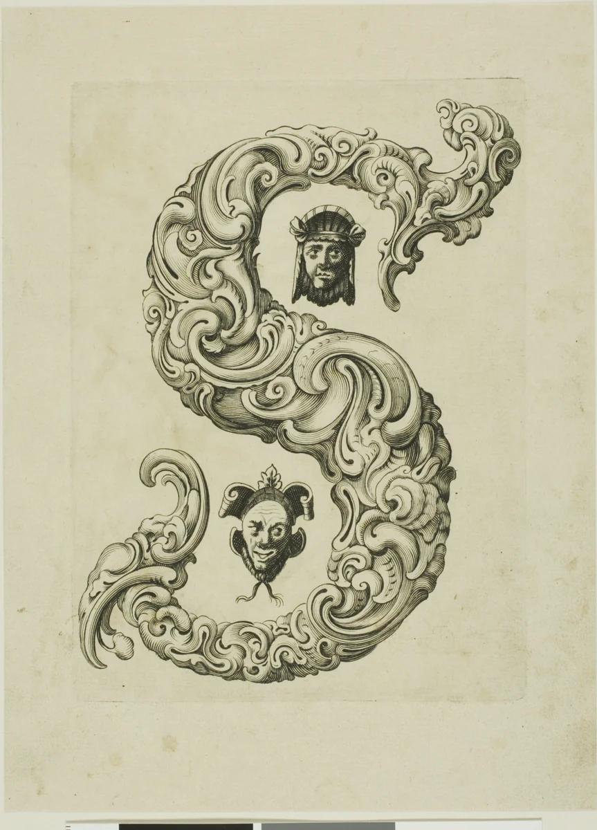 Letter S by Peter Aubry, print, 1630