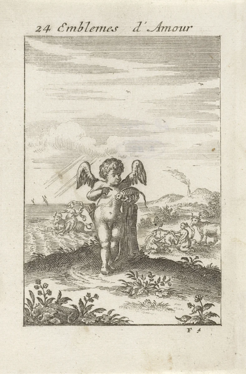 Amor met een kameleon by Jan van Vianen, print, 1686