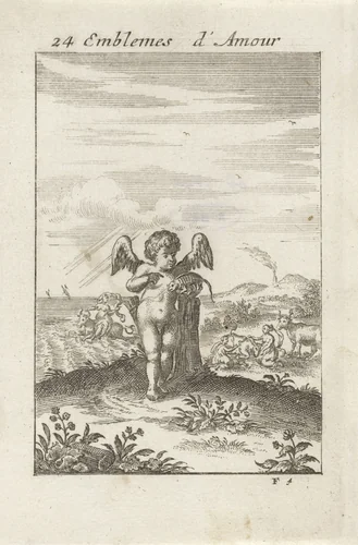 Amor met een kameleon by Jan van Vianen, print, 1686