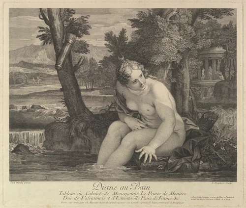 Diana at the Bath by Louis Desplaces, print, 1682-1739