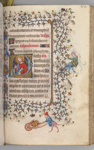 Hours of Charles the Noble, King of Navarre (1361-1425): fol. 271r, St. Barnabus by Master of the Brussels Initials and Associates, book, 1400-1410