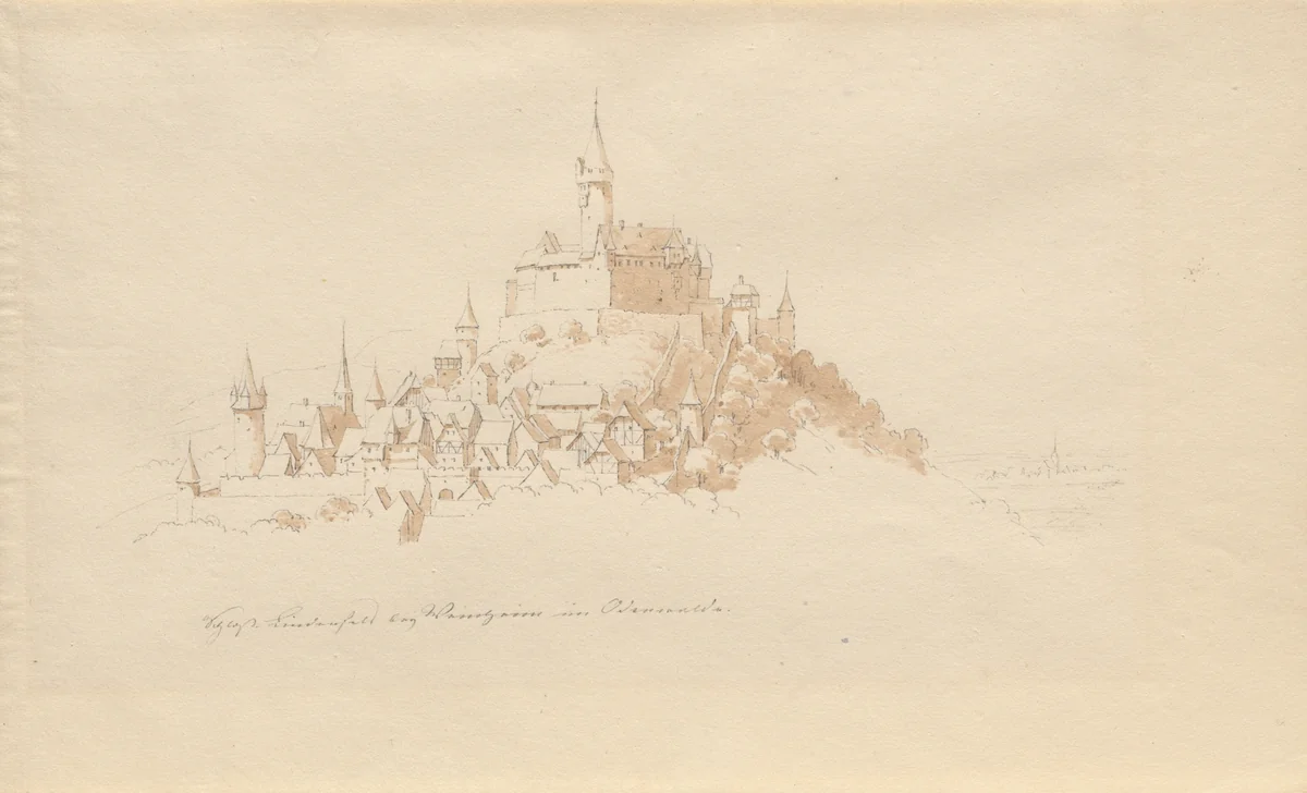 Schloss Lindenfels bei Weinheim im Odenwald by Karl Julius von Leypold, drawing, 1806-1874