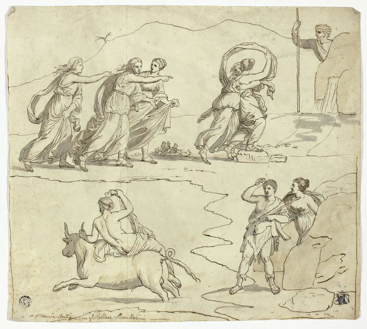 Antique Mosaic in the Barberini Palace by James Barry, drawing, 1761-1806