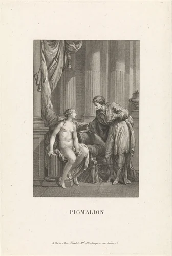Pygmalion spreekt met Galatea by Emmanuel de Ghendt, print, 1748-1815