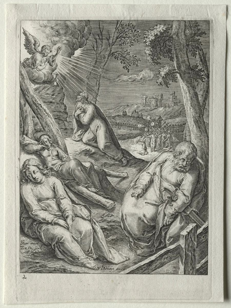 Passion Set: Christ on the Mount of Olives by Zacharias Dolendo, print, 1596