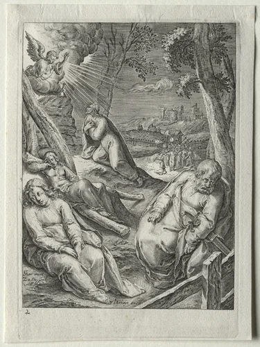 Passion Set: Christ on the Mount of Olives by Zacharias Dolendo, print, 1596