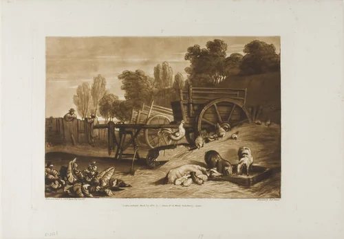 The Farm Yard with the Cock, plate 17 from Liber Studiorum by Joseph Mallord William Turner, print, 1809