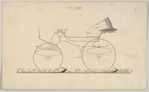 Design for Phaeton/Chariotte, no. 151 by Brewster & Co., drawing, 1850-1874