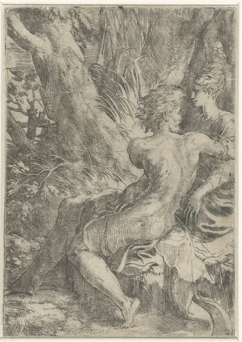 Liefdespaar by Parmigianino, print, 1513-1540