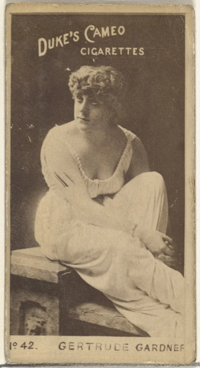 Card Number 42, Gertrude Gardner, from the Actors and Actresses series (N145-4) issued by Duke Sons & Co. to promote Cameo Cigarettes by W. Duke, Sons & Co., photograph, 1880-1889
