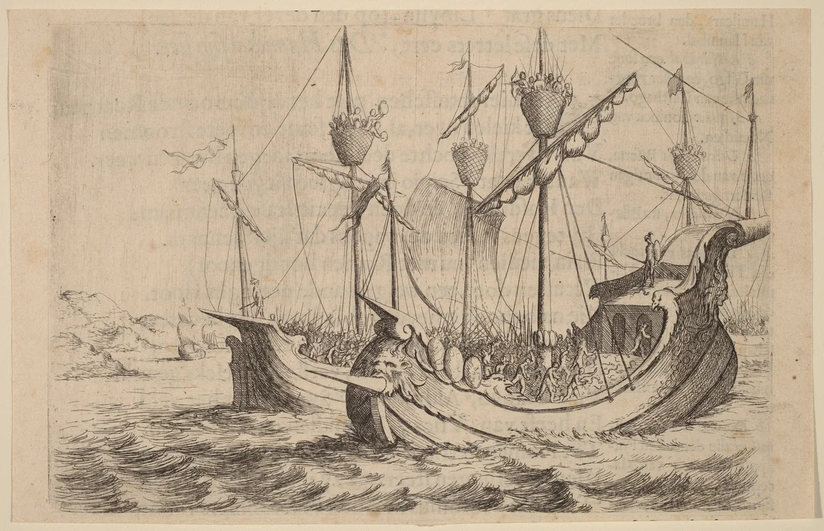Hannibal's Navy Battling the Rhodians by Willem Basse, print, 1634