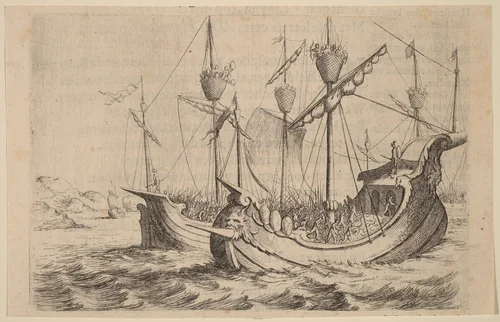 Hannibal's Navy Battling the Rhodians by Willem Basse, print, 1634