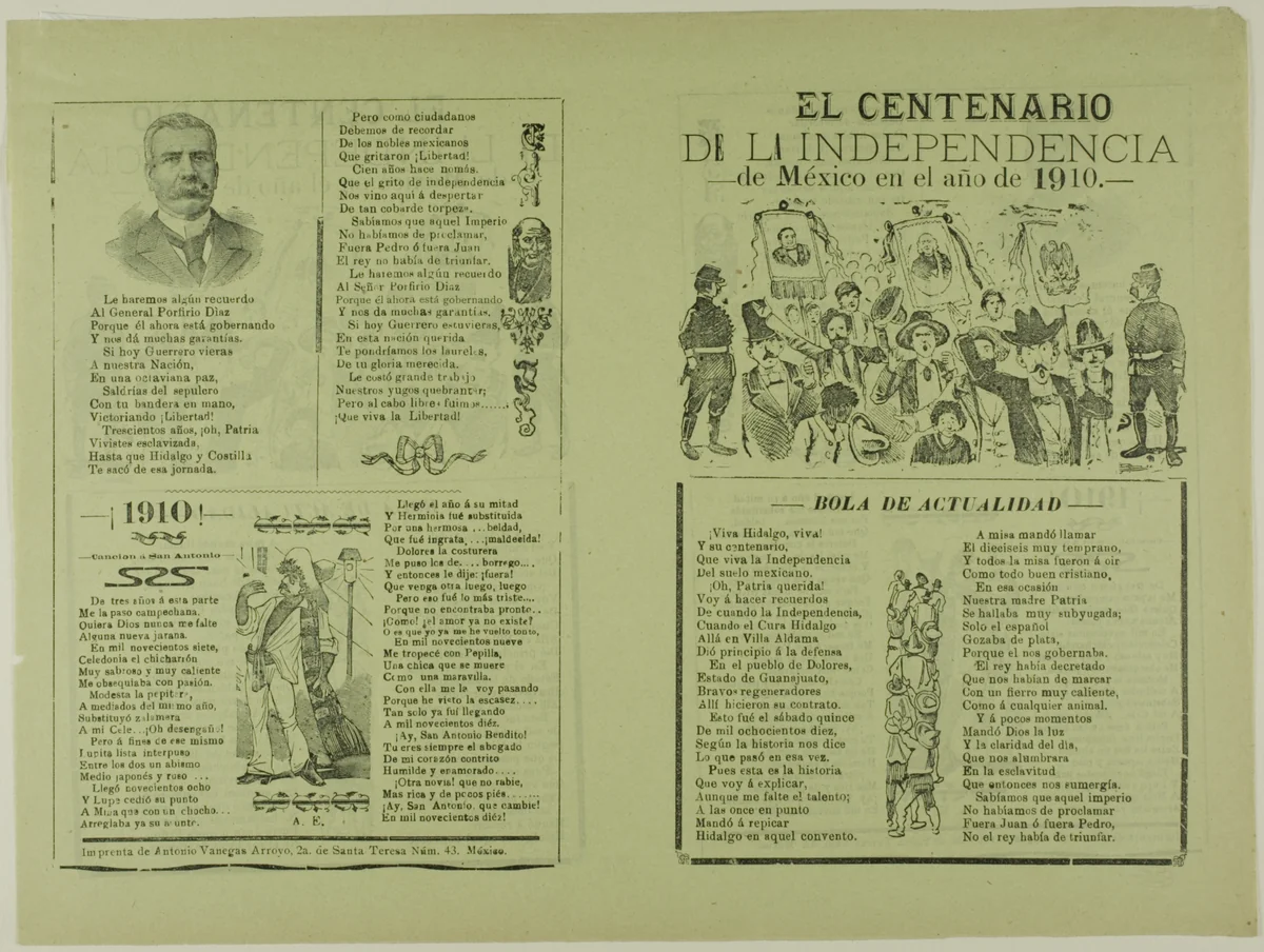 The Centennial of Mexico's Independence in the Year 1910 by José Guadalupe Posada, print, 1875-1913