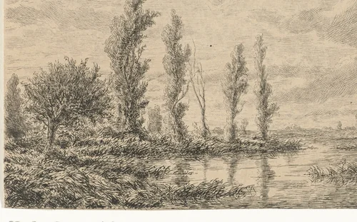 Rivierlandschap by Adrianus van Everdingen, print, 1842-1912