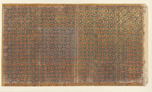 Blad met ruitenpatroon van ranken met bloem als veldvulling (één van acht identieke bladen) by anonymous, other, 1850-1950