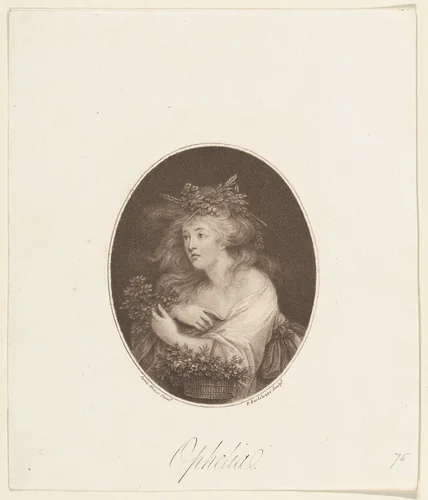 Ophelia (Shakespeare, Hamlet, Act 4) by Francesco Bartolozzi, print, 1784