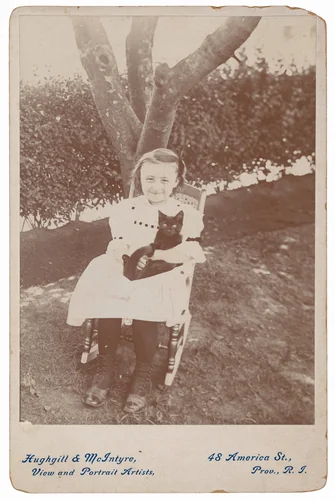 Portrait of a Girl and Cat by Hughgill & McIntyre, photograph, 1885-1899