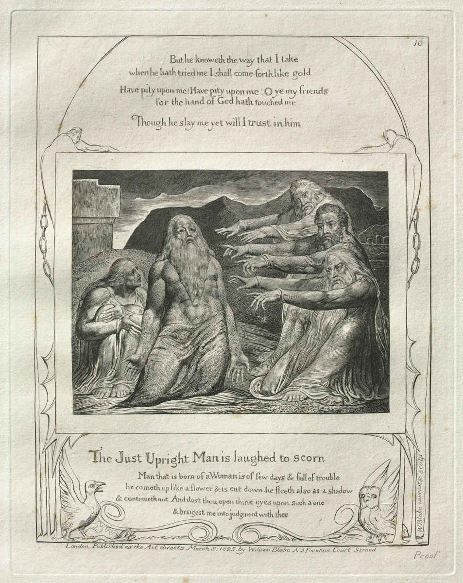 The Book of Job: Pl. 10, The Just Upright Man is laughed to scorn by William Blake, other, 1825