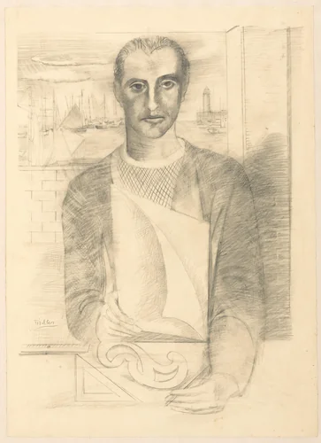Zelfportret van Victor Tischler, van voren by Victor Tischler, drawing, 1905-1930