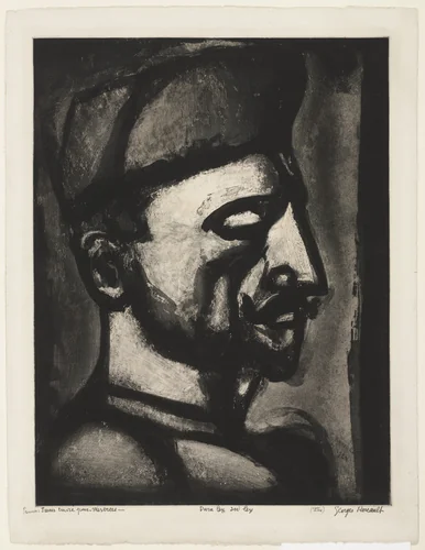 Trial proof for The Law Is Hard, But It Is The Law, plate LII from Miserere by Georges Rouault, illustrated book, 1926