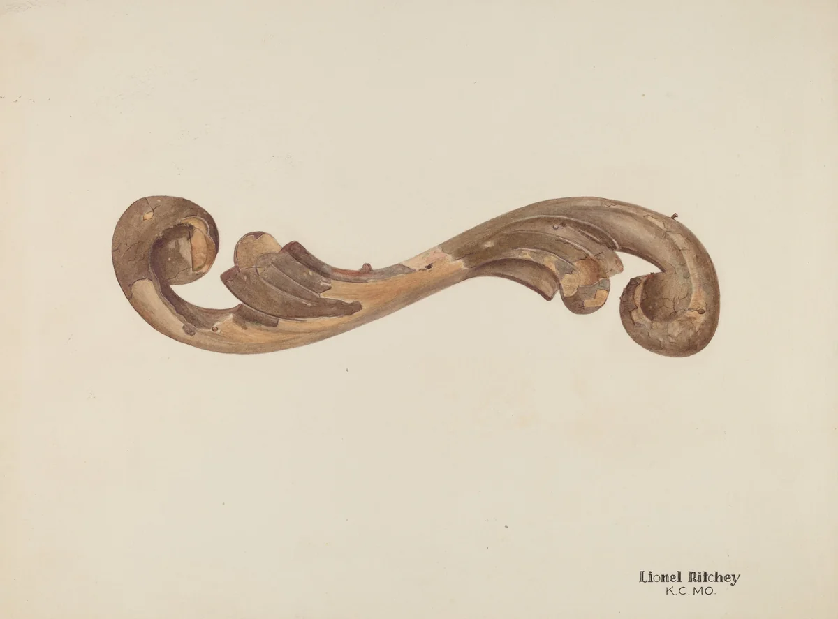 Wood Carving - Scroll by Lionel Ritchey, index of american design, 1939